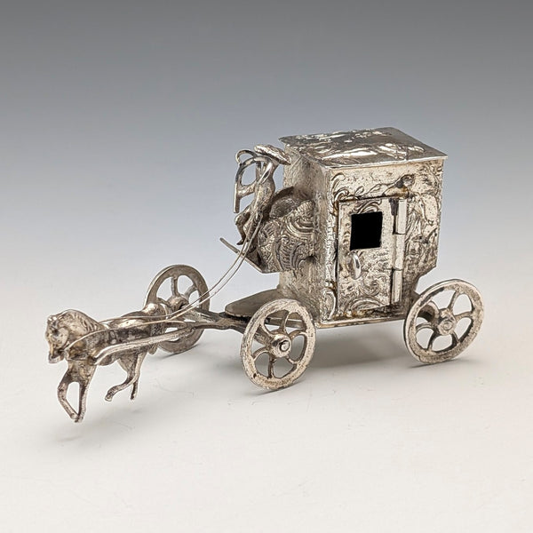 1907 British antique sterling silver carriage miniature 72g Boaz Moses Lendeck